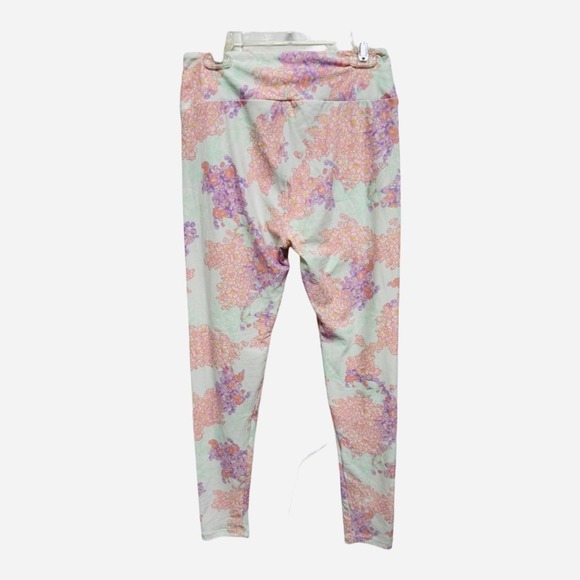 Lularoe White Background Floral Leggings One Size (OS) Butter soft - Picture 4 of 5